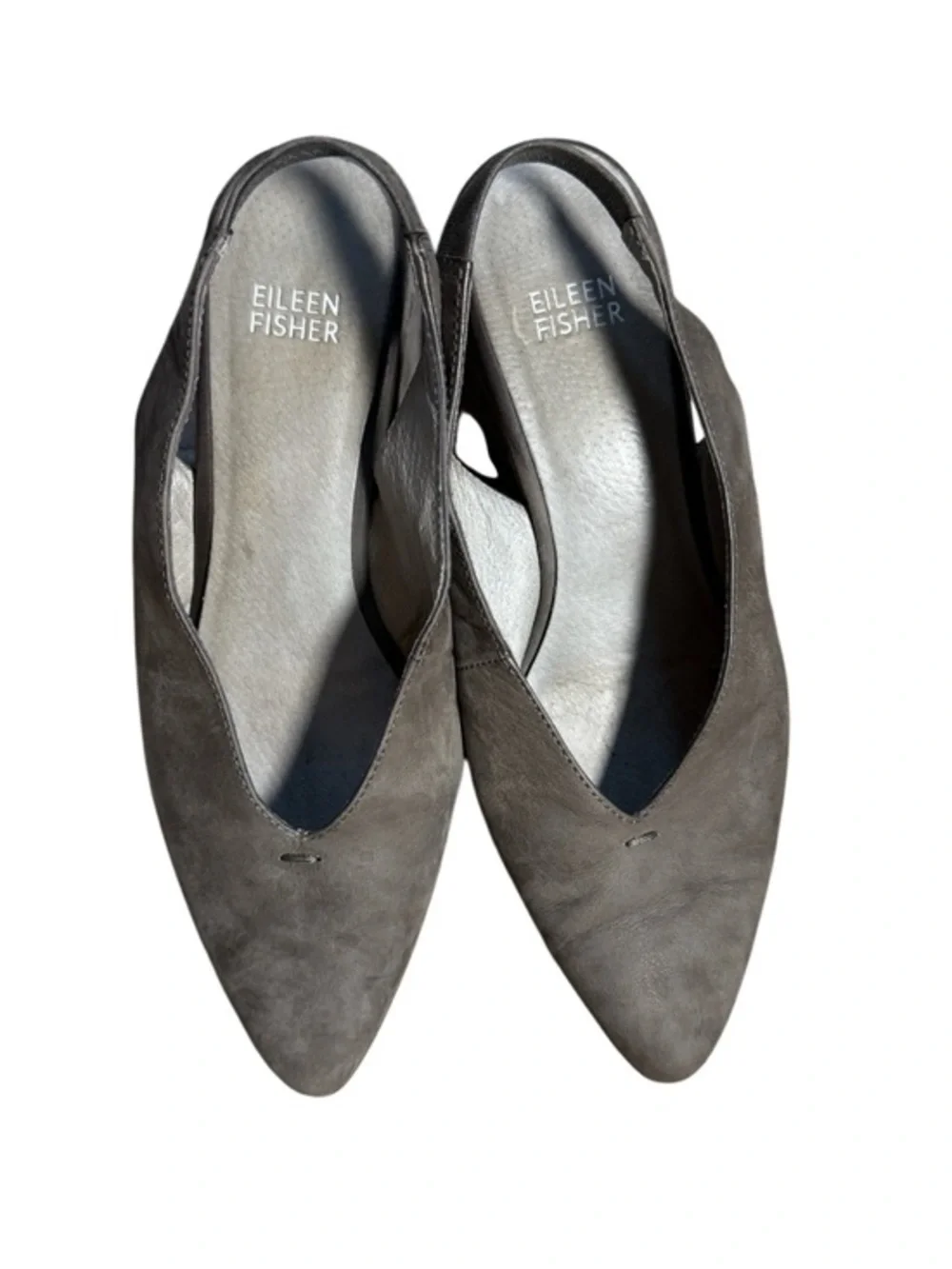 Eileen Fisher Taupe Grey‎ Suede Slingback Gatwick Wedges Size 7 Lagenlook Luxury